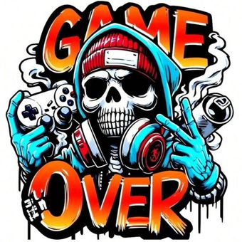 برچسب DTF استیکر حرارتی لباس مدل Game Over