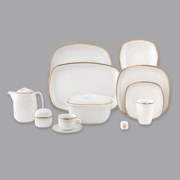 سرویس غذاخوری 98 پارچه 12 نفر چینی زرین ایران مدل ریوا سری کواترو درجه عالی