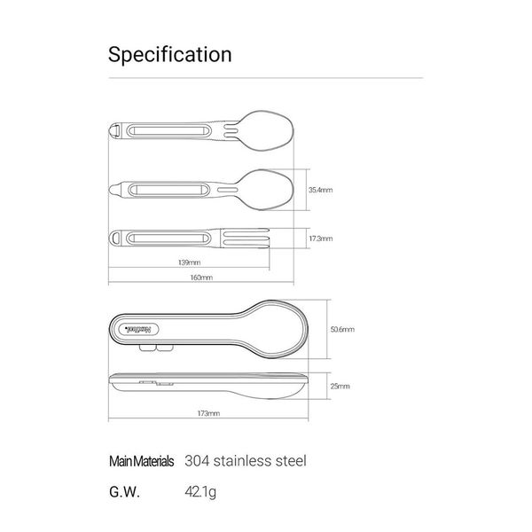 قاشق و چنگال سفری نکس تول مدل Stainless Steel Tableware