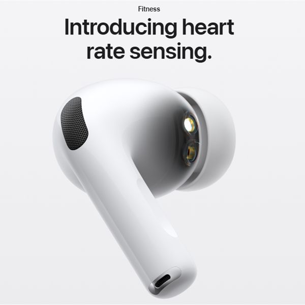 هدفون بلوتوثی اپل مدل AirPods Pro 3 با نویز کنسلینگ فعال، قابلیت پخش صدای محیطی، عمر باتری 10 ساعت، مقاوم در برابر رطوبت و عرق
