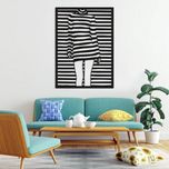 استیکر دیواری طرح دختر با خطوط موازی