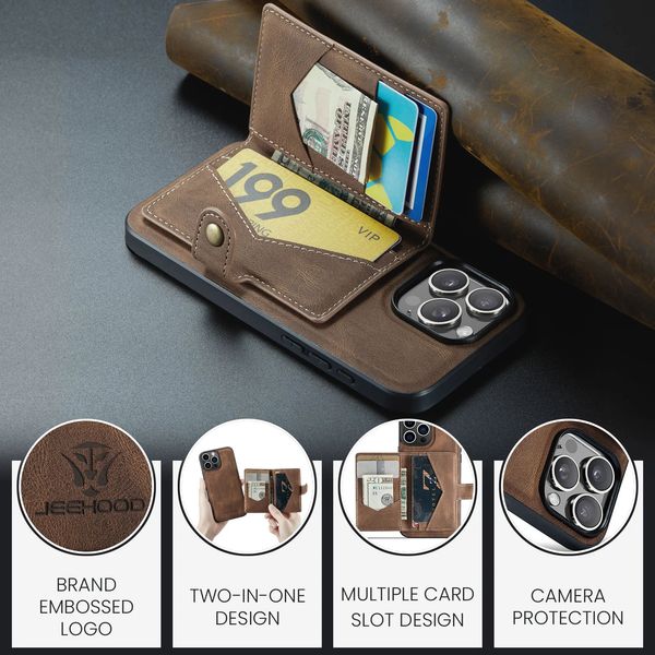 کاور جیهود مدل Leather Wallet مناسب برای گوشی موبایل اپل iPhone 15 Pro