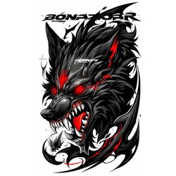 برچسب DTF استیکر حرارتی لباس مدل گرگ سیاه