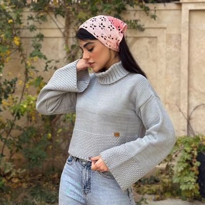 کراپ زنانه آستین بلند دستبافت شاهو مدل Tanelis