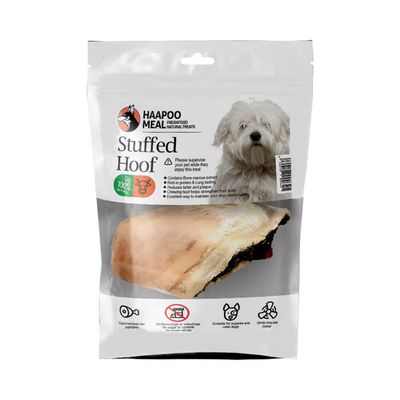 تشویقی سگ هاپومیل مدل سم گاو پر شده با سیرابی سبز کد Stuffed Hoof with Green Tripe M وزن 150 گرم