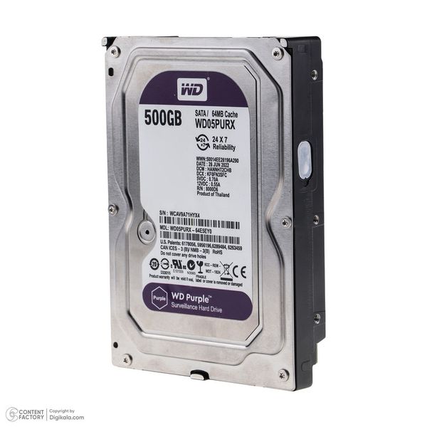 هارد دیسک اینترنال وسترن دیجیتال مدل WD05PURX ظرفیت 500 گیگابایت