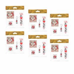 بسته لوازم تحریر مدل 4 تکه چوبی طرح لاو فانتزی کد1 مجموعه 6 عددی