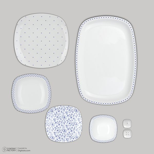 سرویس غذاخوری 27 پارچه 6 نفر چینی زرین ایران مدل کواترو ورنیکا درجه عالی