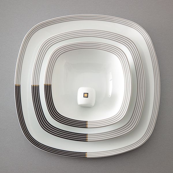 سرویس غذاخوری 27 پارچه چینی زرین ایران سری کواترو مدل وگاس اوریت درجه یک