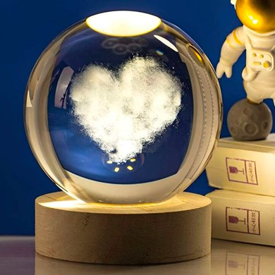 چراغ خواب مدل گوی کریستال طرح قلب