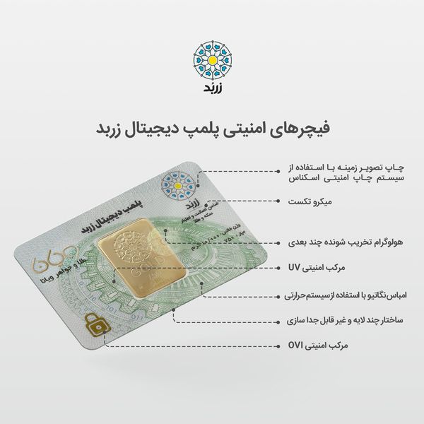 شمش طلا 18 عیار زربد مدل 10000