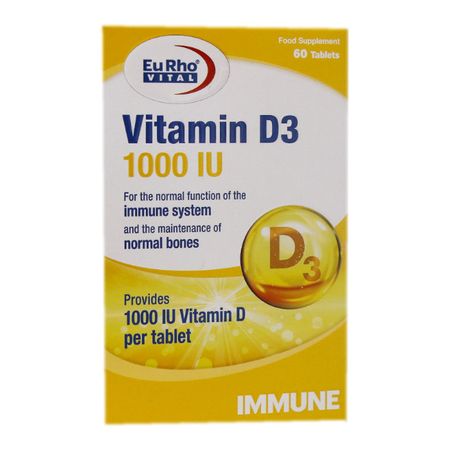 قرص ویتامین D3-1000 واحدی بسته 60 عددی