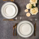 سرویس غذاخوری 108 پارچه 12 نفر چینی زرین ایران مدل وایت رز سری شهرزاد درجه یک