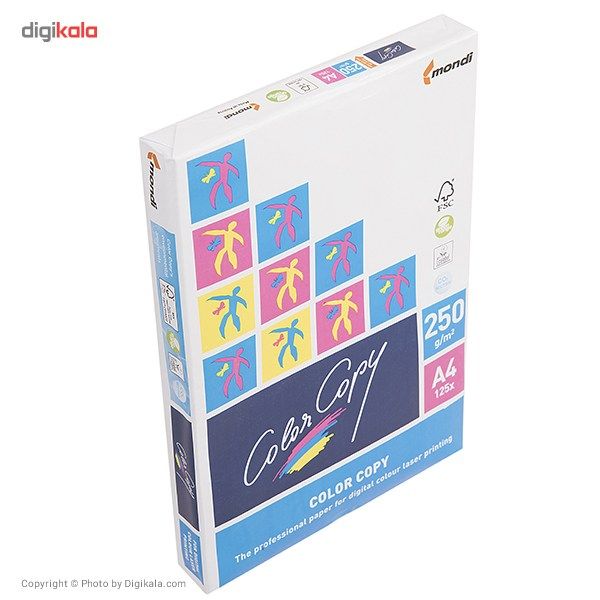 کاغذ A4 کالر کپی 250 گرمی بسته 125 عددی