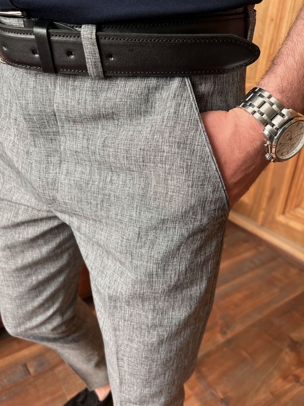شلوار ساده شانتون طوسی p130