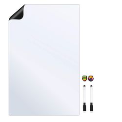 تخته وایت‌برد یخچالی هوم اند فریج مدل H&F سایز 28x18 سانتی‌متر به همراه ماژیک و مگنت مجموعه 5 عددی