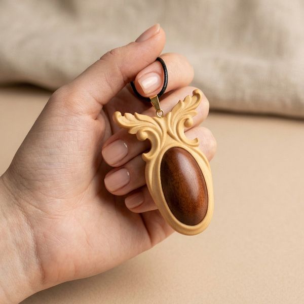 گردنبند چوبی مدل ناردانه