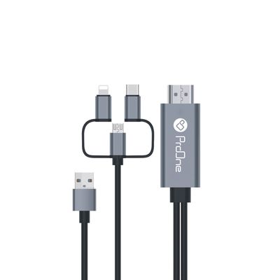 کابل تبدیل HDMI به USB-C / microUSB / لایتنینگ پرووان مدل PCH70 طول 1.8متر