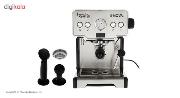 اسپرسوساز 1700 میلیلیتری نوا مدل NOVA NCM-128EXPS، مناسب تهیه اسپرسو، کافه لاته، موکا، کاپوچینو و ماکیاتو، دارای 1 عدد نازل قهو