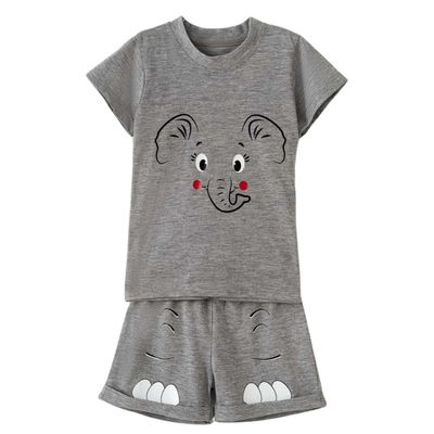 ست تی شرت آستین کوتاه و شلوارک راحتی نوزادی مدل MDSS-CH2404