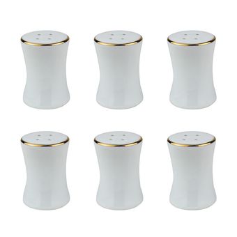 نمکدان چینی لوریان مدل خط طلا بسته 6 عددی