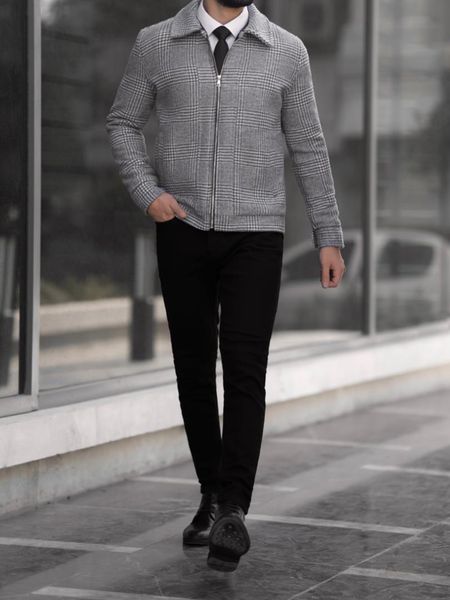 کاپشن چهارخونه طوسـی کد j154