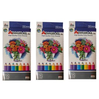 مداد رنگی 12 رنگ آدمیرال مدل MS7 بسته 3 عددی