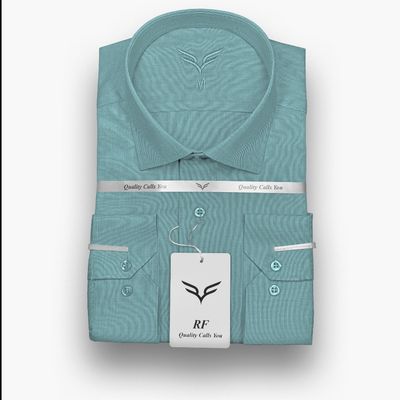 پیراهن مردانه فیروزه‌ای پارچه فلورا
