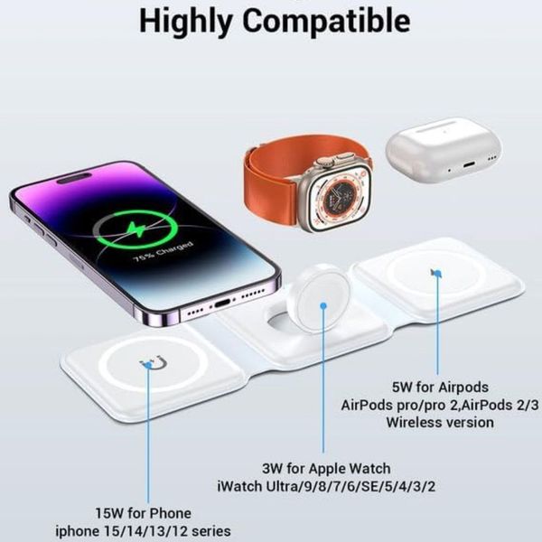 شارژر بی سیم مدل 3in1 magnetic wireless charger