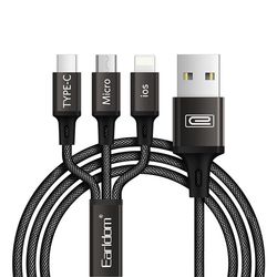 کابل تبدیل USB به USB-C / MicroUSB / لایتنینگ ارلدام مدل EC-IMC017 طول 1.2 متر