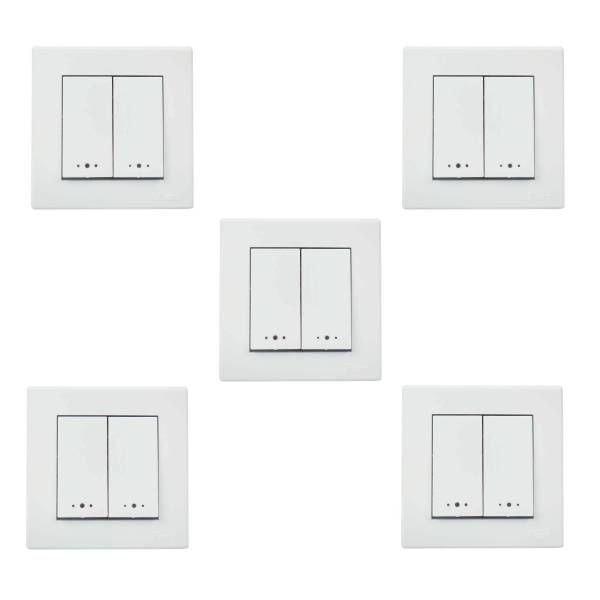 کلید دو پل پارت الکتریک مدل تابش کد PE5167 بسته 5 عددی