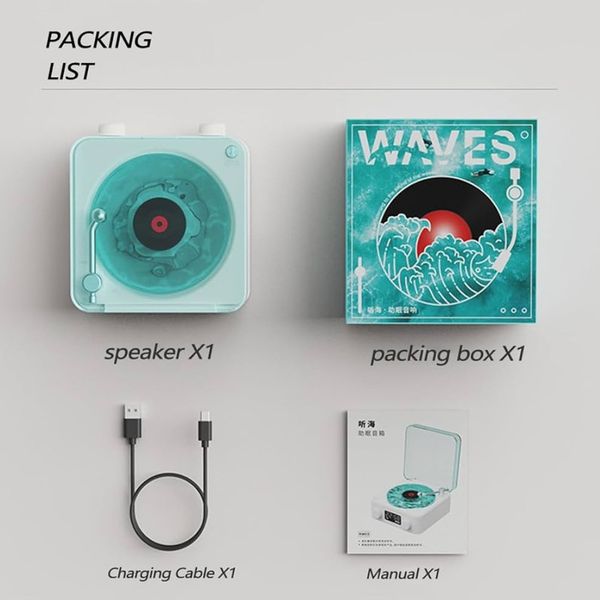 اسپیکر بلوتوثی قابل حمل طرح گرامافونی مدل waves
