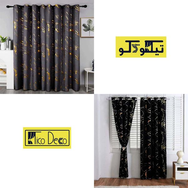 پرده تیکودکو مدل مخمل هازان طلاکوب سوپر گلد سایز 280x300 سانتیمتر