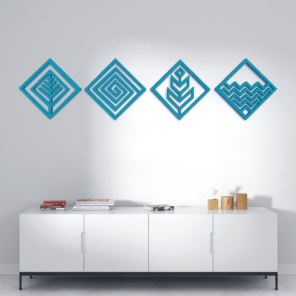 دیوارکوب مدل عناصر چهارگانه طرح لوزی مجموعه 4 عددی