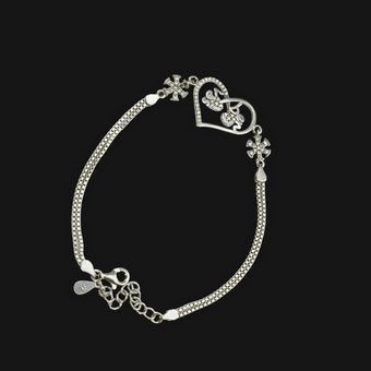 دستبند نقره زنانه مدل قلب کد 8558
