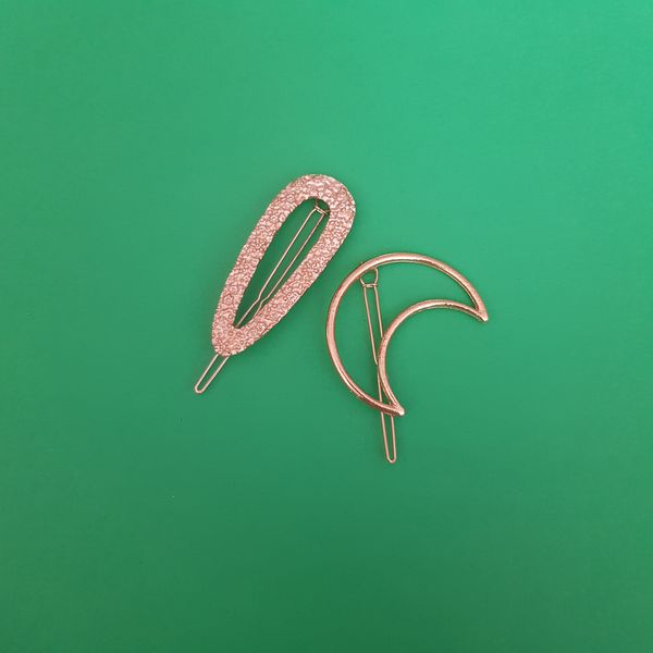 گیره مو زنانه مدل ماه و بیضی بسته 2 عددی