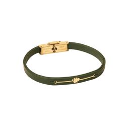 دستبند چرم و طلا 18 عیار زنانه گالری طلای مریم اکرمی مدل برگ س