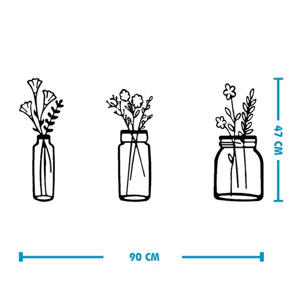 استیکر طرح گل و گلدان T9047 بسته 3 عددی