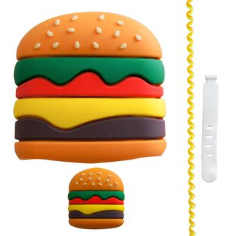 محافظ کابل مدل HAMBERGER-Cover  به همراه محافظ شارژر دیواری مجموعه 4 عددی