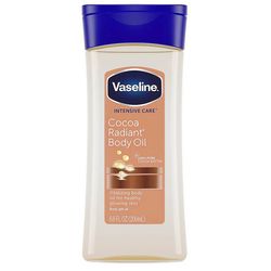 لوسیون بدن وازلین مدل Cocoa Body Oil حجم 200 میلیلیتر، حاوی ویتامین E و عصاره کره کاکائو، مناسب پوست خشک و حساس