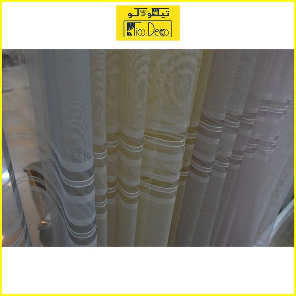 پرده تیکو دکو مدل حریر نازک ژرسه سه لاین ژوردار سایز 140*280 سانتی متر تک