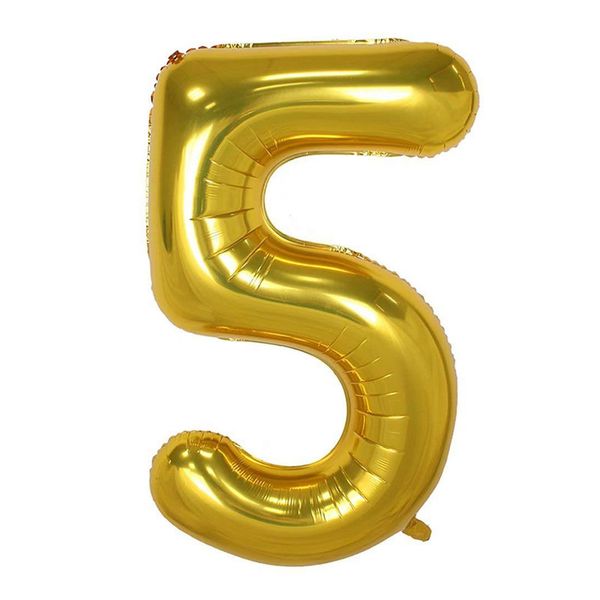 بادکنک فویلی عدد 5 هپی بری طلایی سایز 32 اینچ