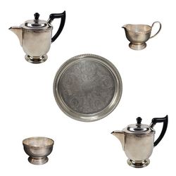 ست 5 تکه ظروف برنجی شفیلد و راجرزاندسان طرح روکش نقره کد US.UK