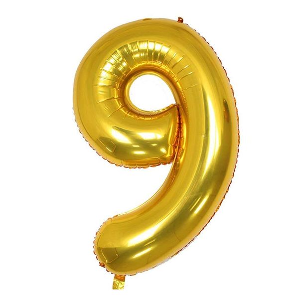 بادکنک فویلی عدد 9 هپی بری طلایی سایز 32 اینچ