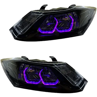 چراغ جلو اسپرت کوییک مدل 3D-WILD بنفش داخل مشکی بدون موتور دو عددی