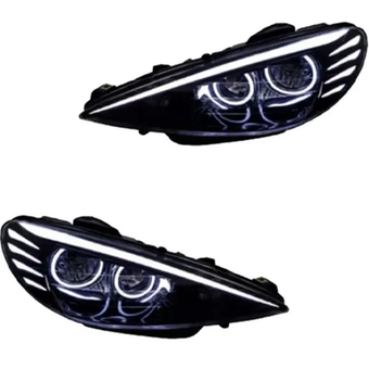 چراغ جلو اسپرت پژو 206 مدل باکستر سفید داخل مشکی بدون موتور دو عددی