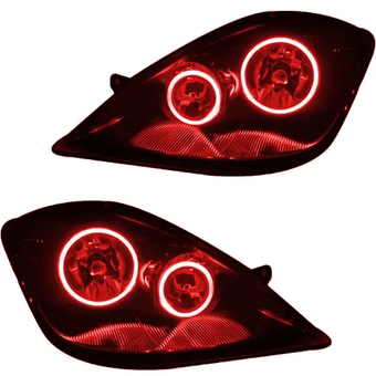چراغ جلو اسپرت تیبا مدل حلقه نئون قرمز داخل مشکی بدون موتور دو عددی