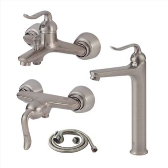 ست شیرآلات کسری مدل رابین رنگ کروم مات مجموعه 4 عددی