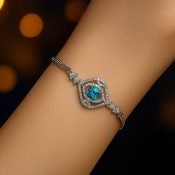 دستبند نقره زنانه مدل فیروزه کد 8858
