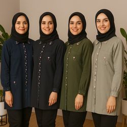 تونیک زنانه مخمل کبریتی پاییزی گلرو | فری سایز در 4 رنگ